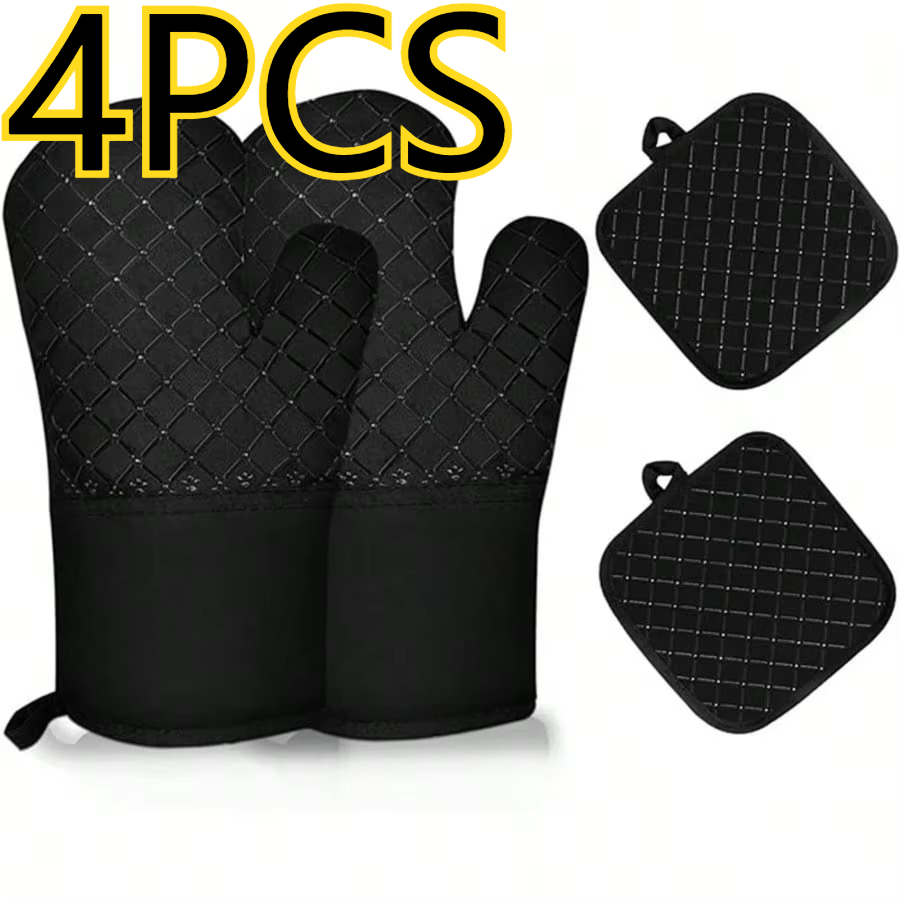 Heat Resistant Glove - 【4個入り】シリコン製キッチン用マイクロ波オーブン手袋、耐熱性・断熱性に優れたオーブン手袋、耐熱手袋