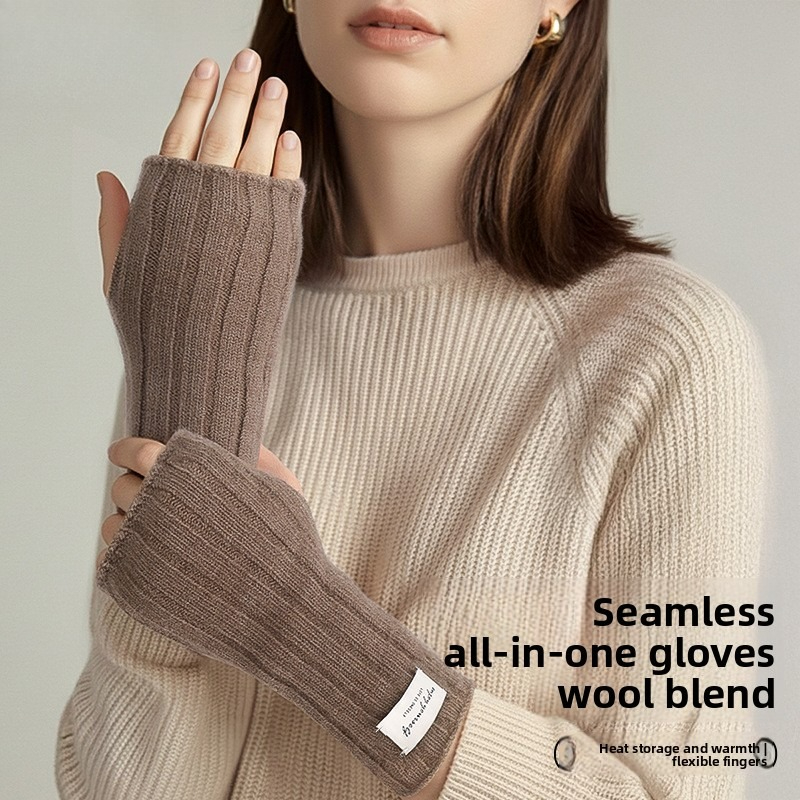 冬用、指先が開いた編み手袋、女性用、アウトドアスポーツ用、防 - Wool Glove Lined のレビューと価格