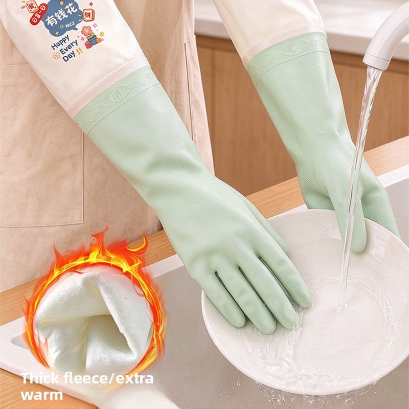 特長：長めの食器洗い用手袋、女性用、フリース裏地、厚手、ゴム - Dish Glove Rubber のレビューと価格