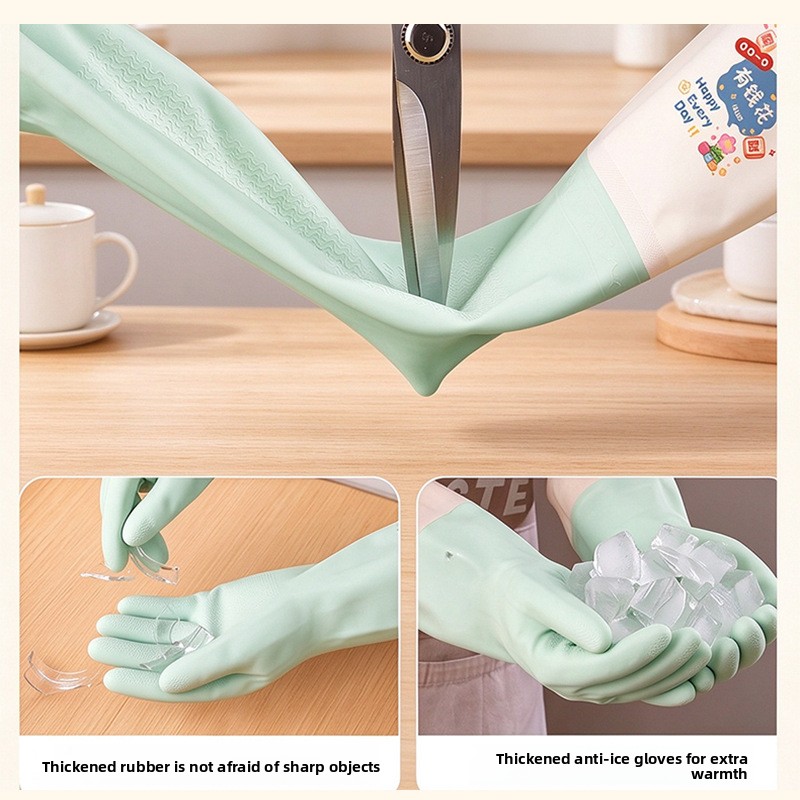 特長：長めの食器洗い用手袋、女性用、フリース裏地、厚手、ゴム - Dish Glove Rubber のレビューと価格