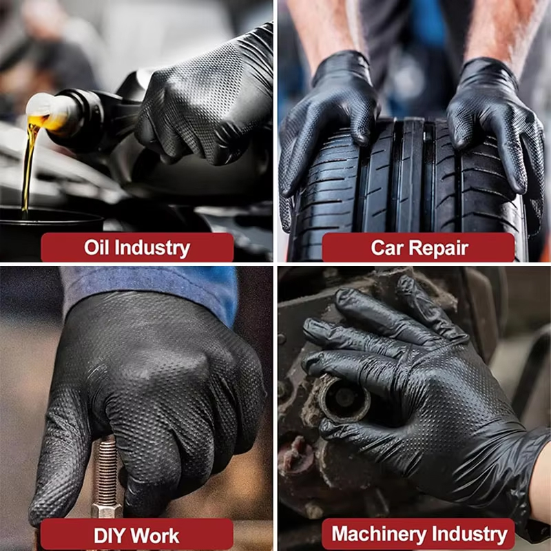 特厚8ミルの高耐久性使い捨てニトリル手袋。ダイヤモンド状のテ - Latex Disposable Glove のレビューと価格