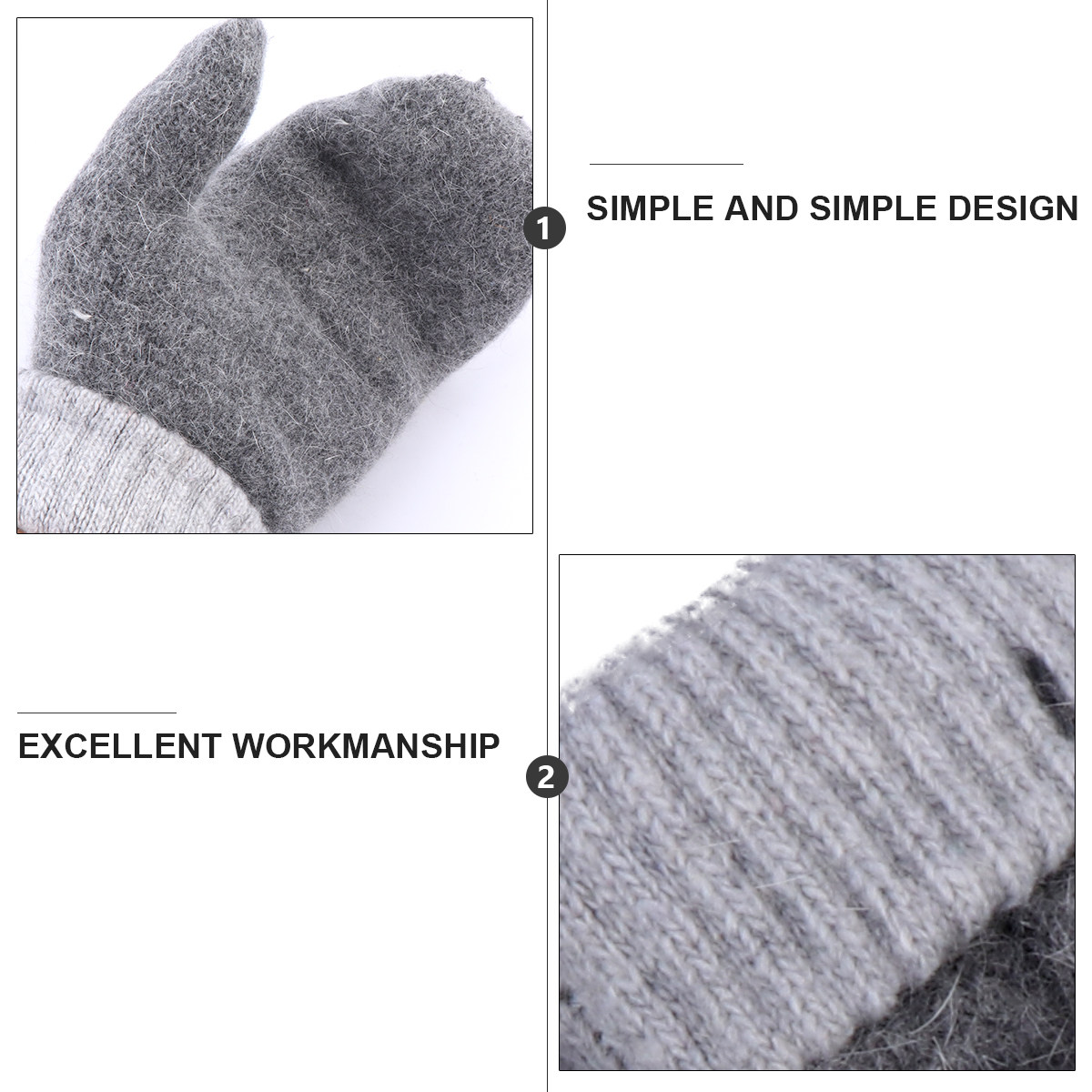 2組の暖かいウールミトン。裏地はフリースで、保温性に優れ、女 - Wool Glove Lined のレビューと価格