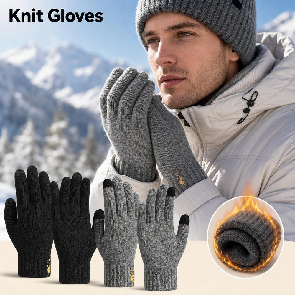 冬用ニット手袋、タッチスクリーン対応、裏地はフリース、保温性 - Wool Glove Lined のレビューと価格