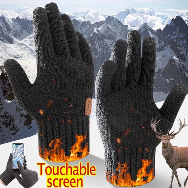 2026年 メンズ用 保温ウールニット手袋 滑り止め加工 タ - Wool Glove Lined のレビューと価格