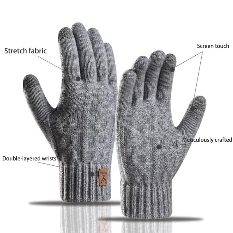 2026年 メンズ用 保温ウールニット手袋 滑り止め加工 タ - Wool Glove Lined のレビューと価格