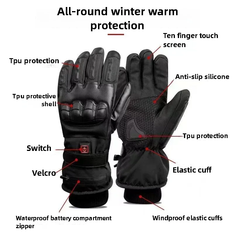 加熱手袋ハンドウォーマー電気サーマルグローブ防水スノーボード - Ski Glove Waterproof のレビューと価格